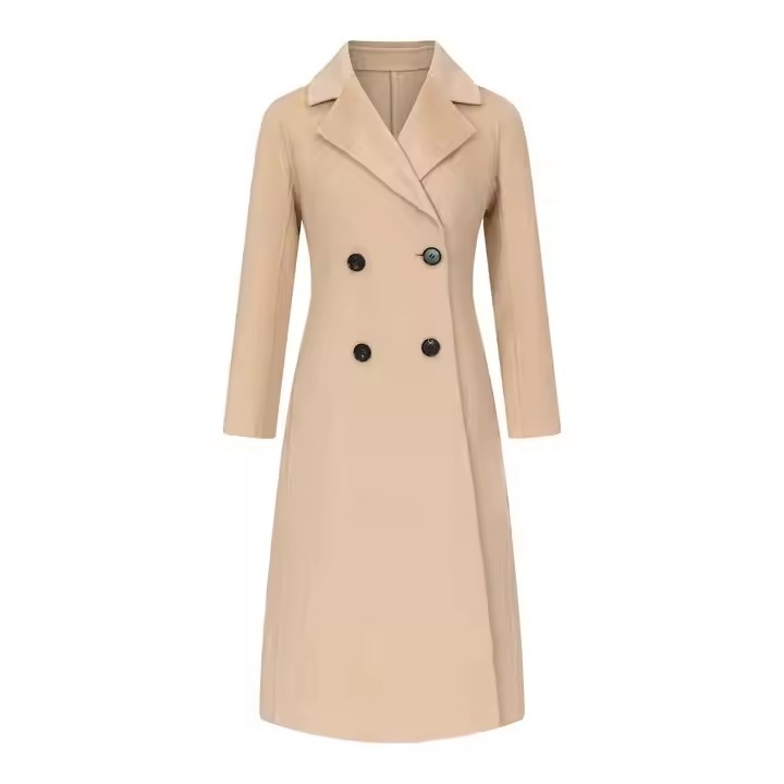 Women's Long Double-breasted Double Face Coat for Winter Elegance